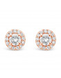 Diamond Cluster Earrings With A Centre Round Brilliant Cut Diamond Set in 18ct Rose Gold. Tdw 0.50ct